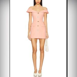 NWT Line & Dot Pink Off-The-Shoulder Button Mini Dress